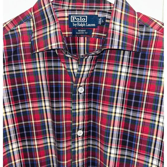 POLO Ralph Lauren Men's Regent Classic‎ Fit Long Sleeve Shirt Large Cotton Plaid - Picture 4 of 5